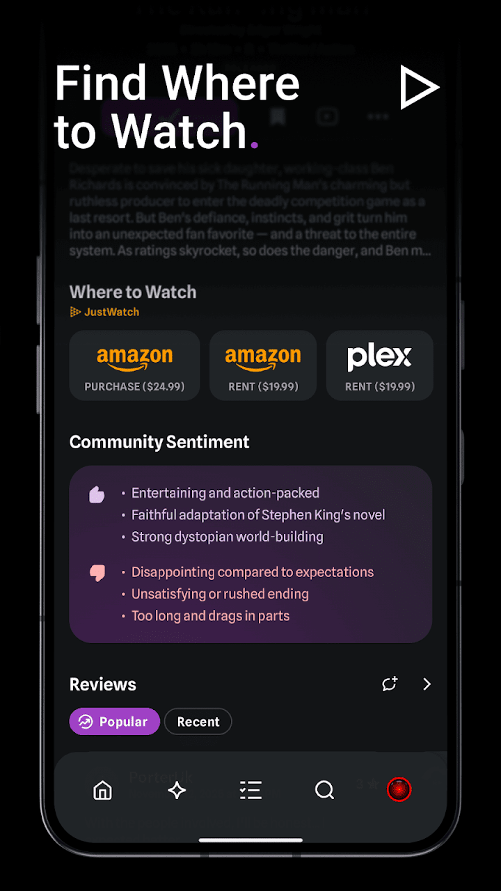Trakt Android App Title Details Screen with Streaming Guide and Reviews